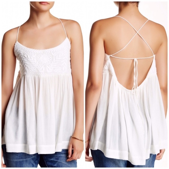 Free People Tops - Free People Blackbird Embroidered Strappy Tank